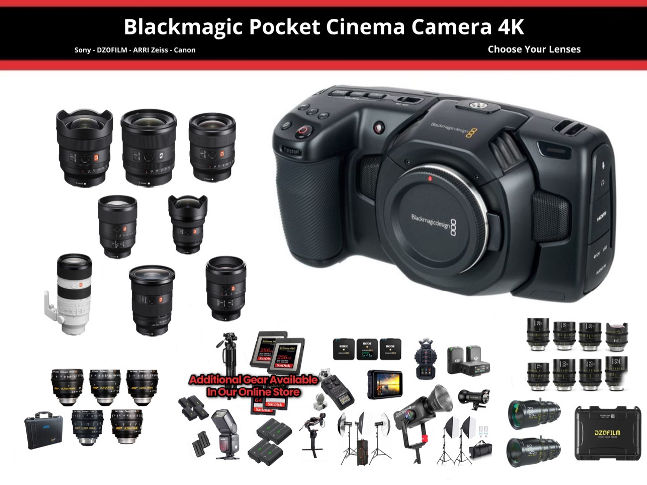 Blackmagic pocket cinema 4k + canon ef lenses