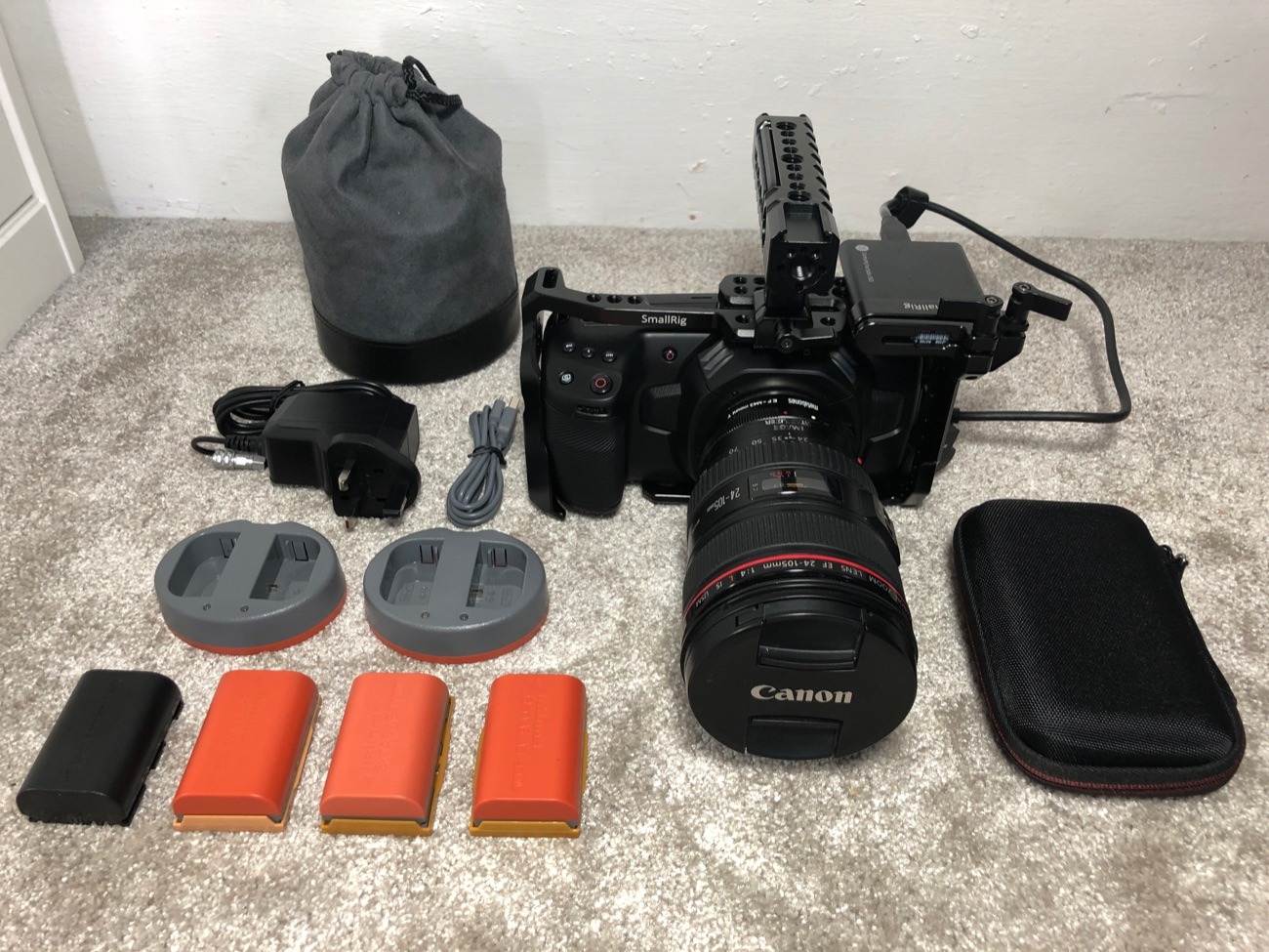 Blackmagic pocket cinema camera bmpcc 4k package + canon 24-105mm lens