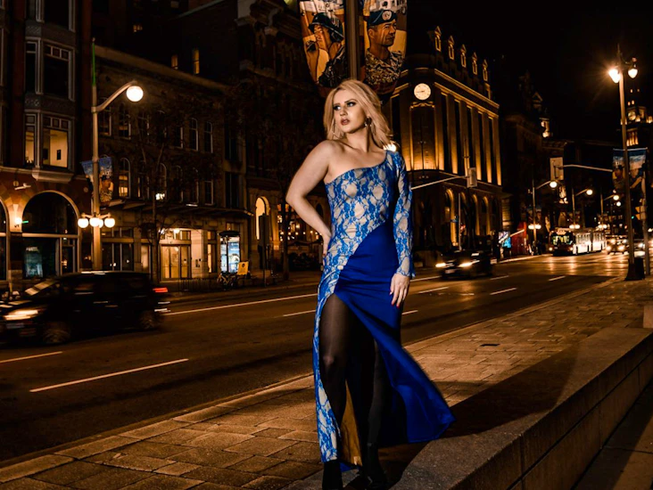 Blue evening gown