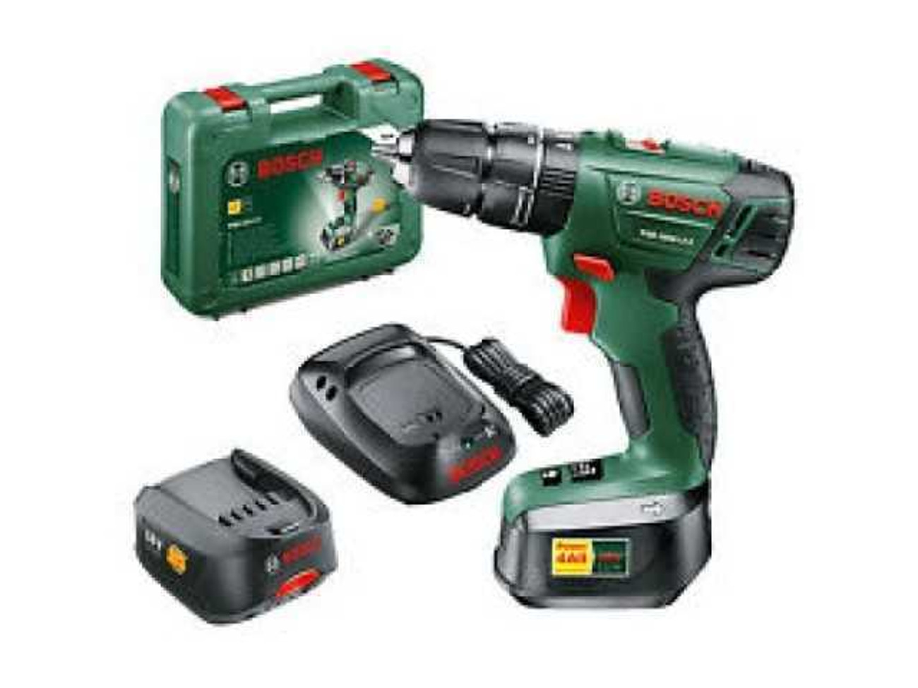 Bosch 18v cordless drill + spare battery + 50piece set. power tool