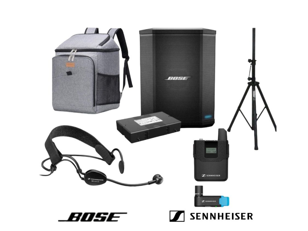 Bose s1 pro + battery pa speaker sennheiser me3 headset mic avx xlr