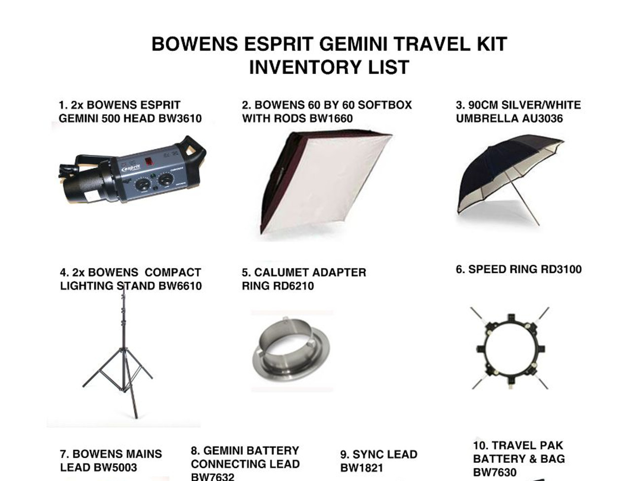 Bowens esprit gemini 500 2 head kit