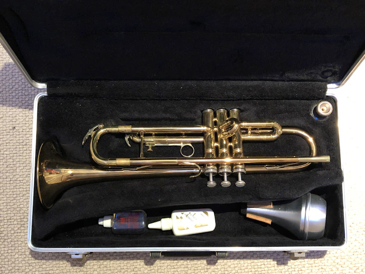 Golden brass trumpet