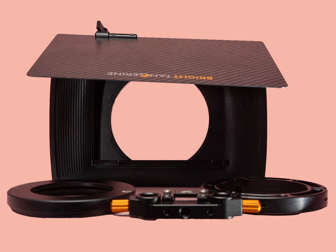 Bright tangerine misfit atom clip-on mattebox w/ tilt & rod