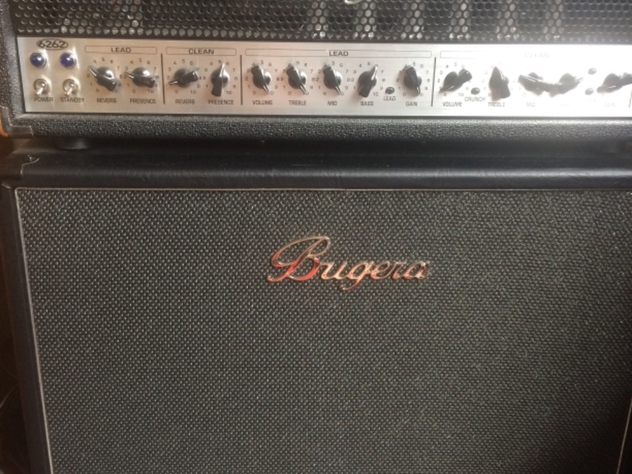 Bugera 6262 guitar valve amplifier with bugera cab.