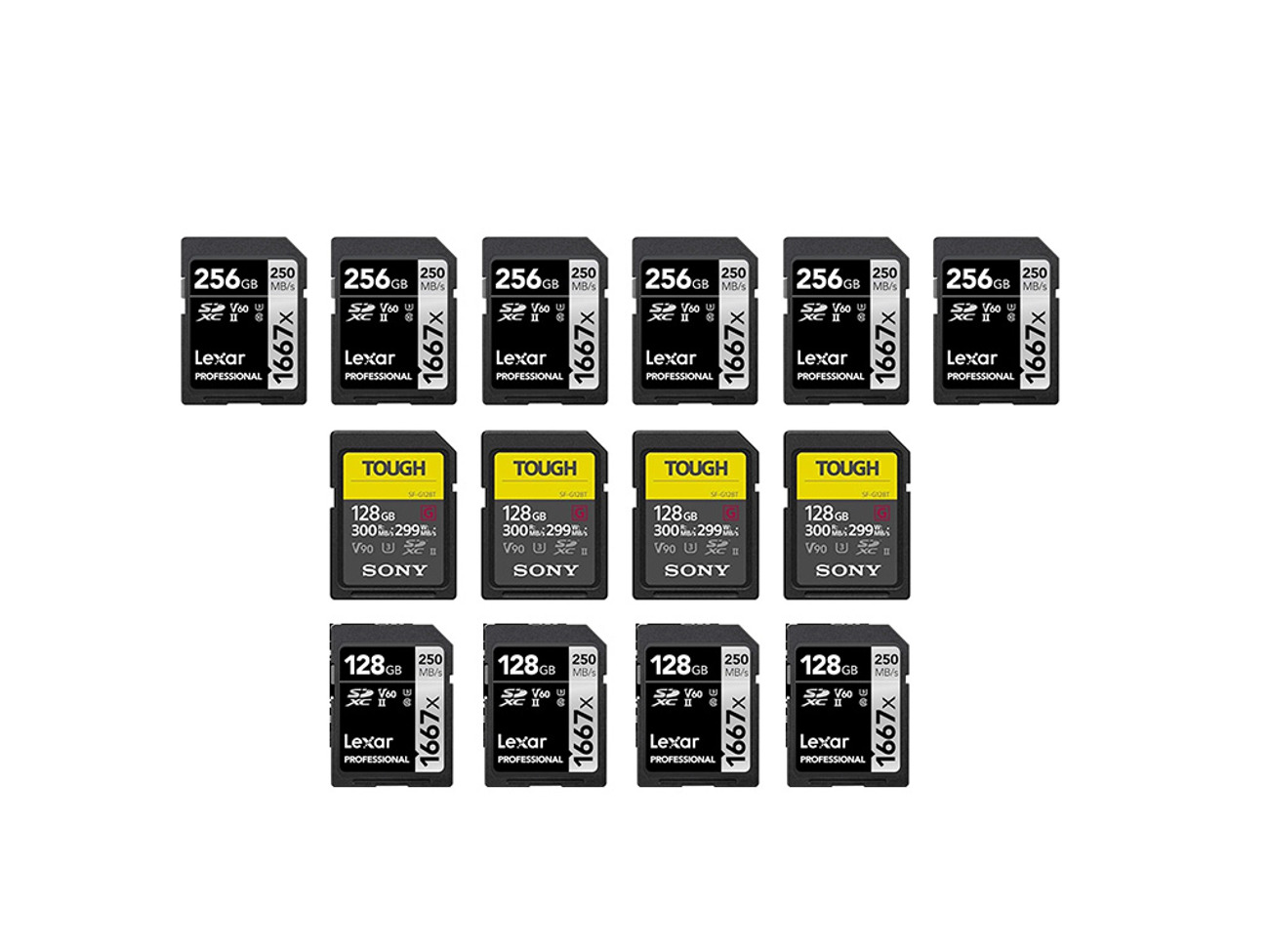 Sdxc uhs-ii lexar & sony memory sd cards (lots!!!)