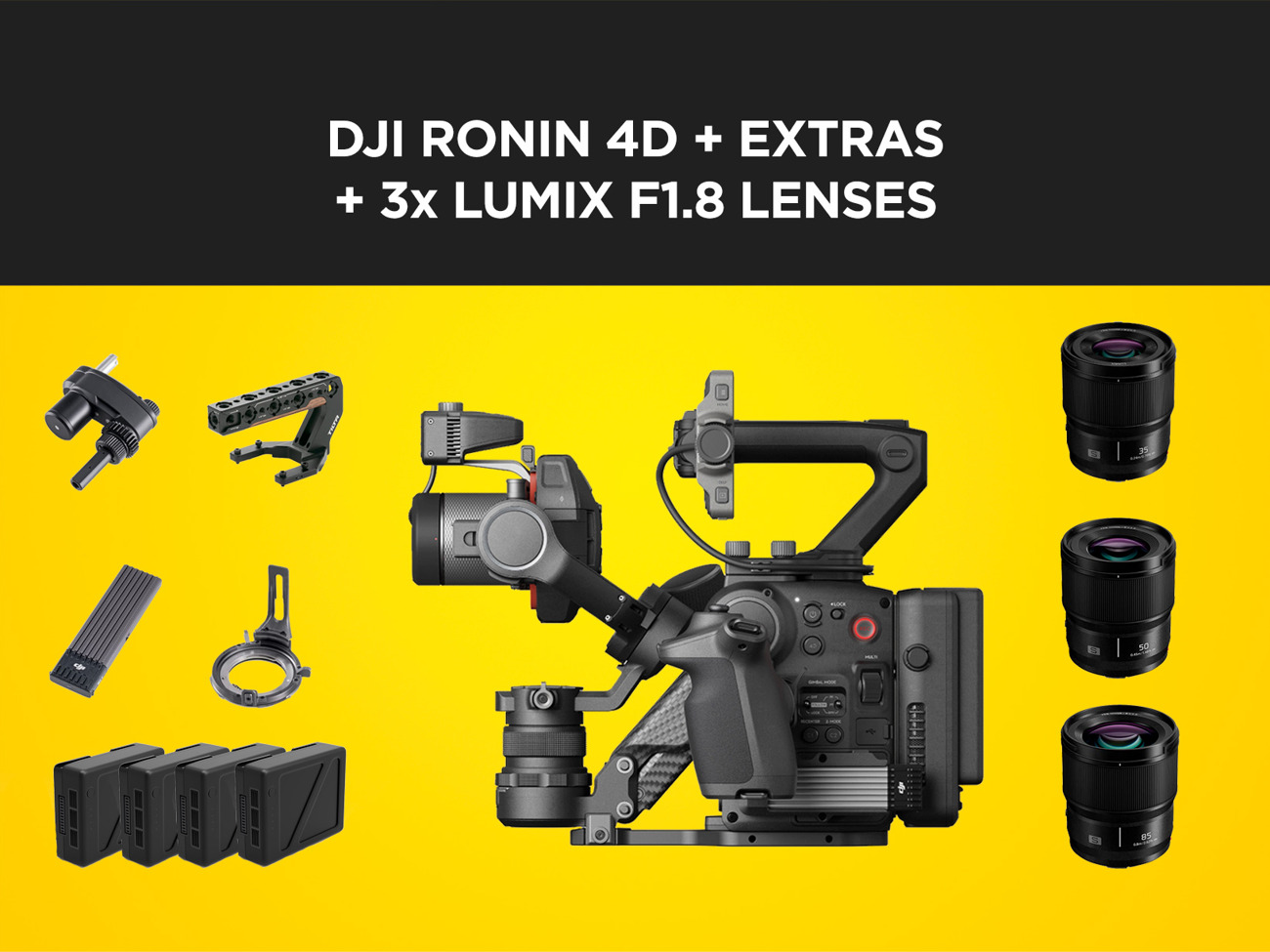 Dji ronin 4d bundle + 3 lumix f1.8 lenses + extras