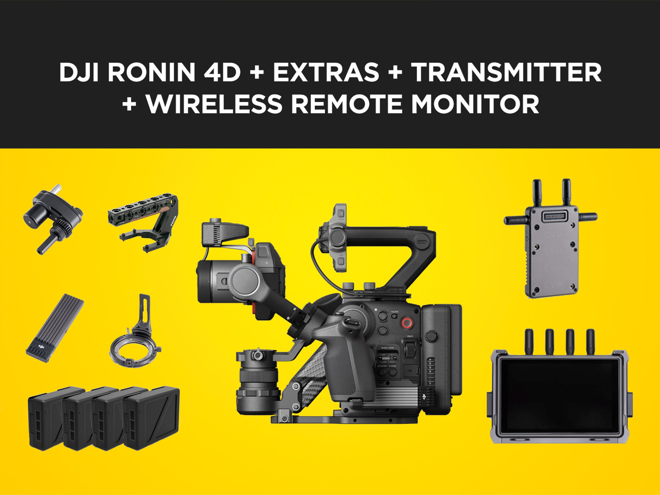 Dji ronin 4d bundle + wireless remote monitor + transmitter
