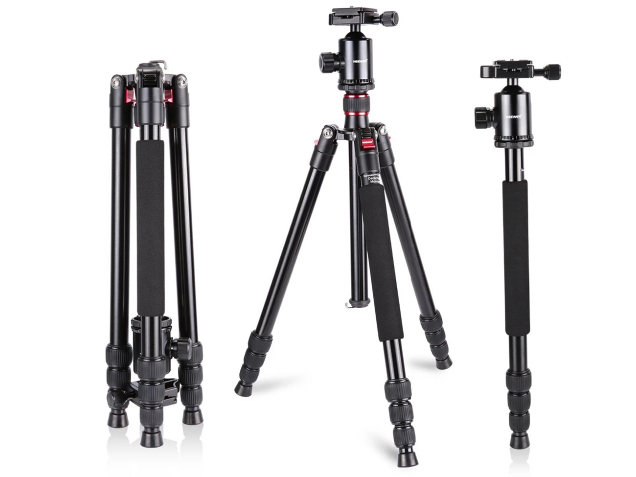 Camera tripod monopod with rotatable centre column & case