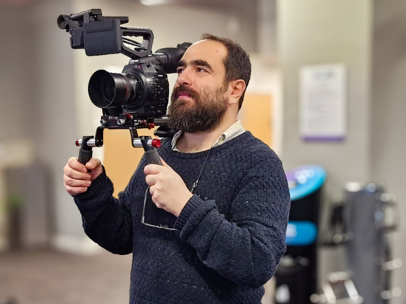 Cameraman with own equipment ready for hire