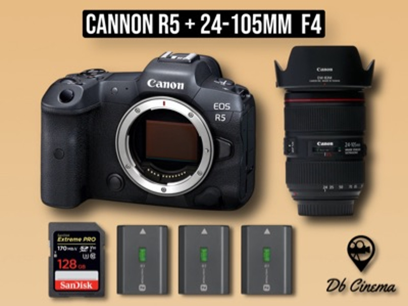 Cannon r5 + 24-105mm f4 mirrorless camera full frame 4k