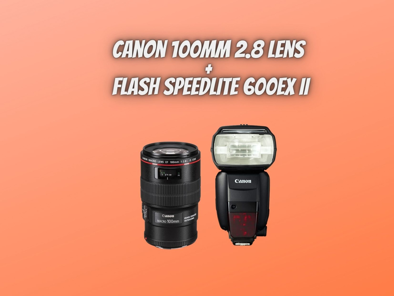 Canon 100mm 2.8 lens  +  flash speedlite 600ex ii