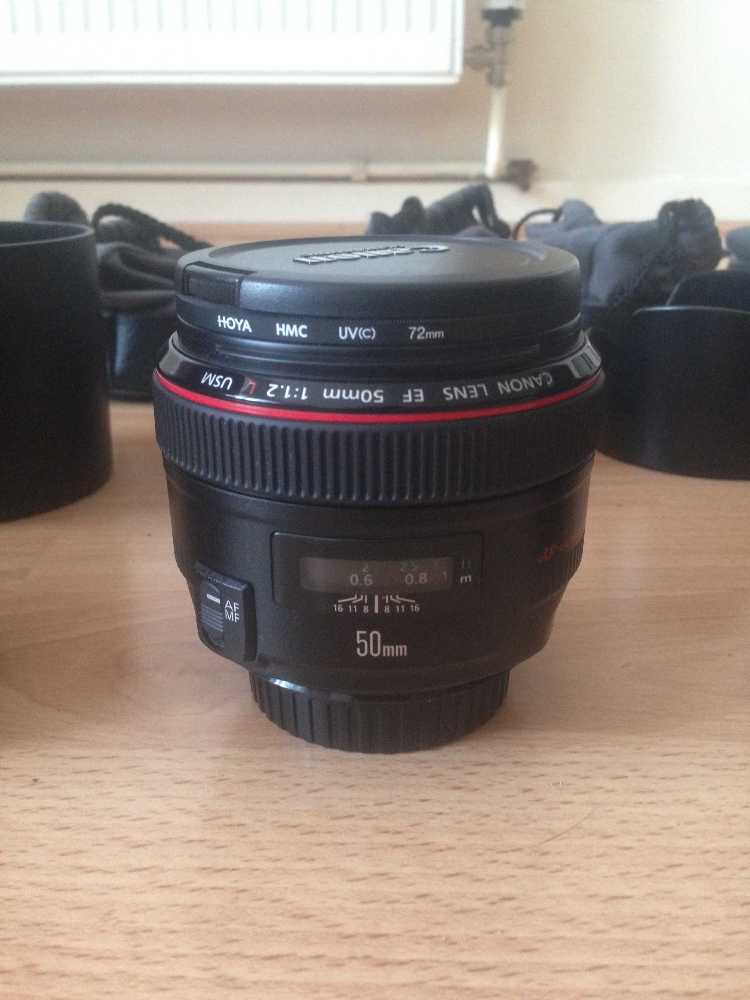 Canon 50mm f1.2 l series prime lens
