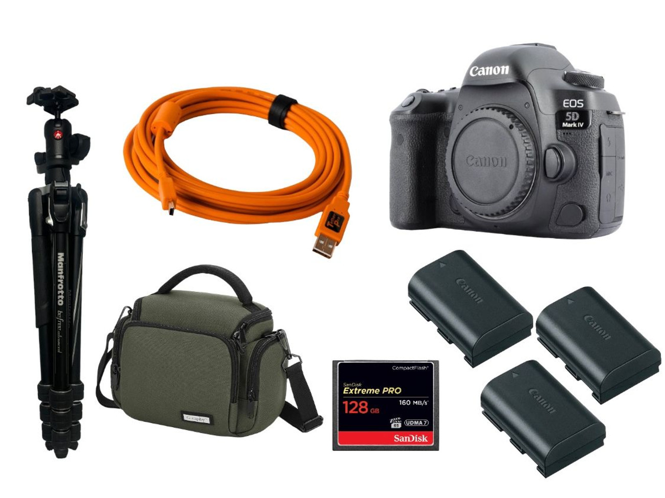 Canon 5d mark 4 iv body camera kit tether cable tripod cf card