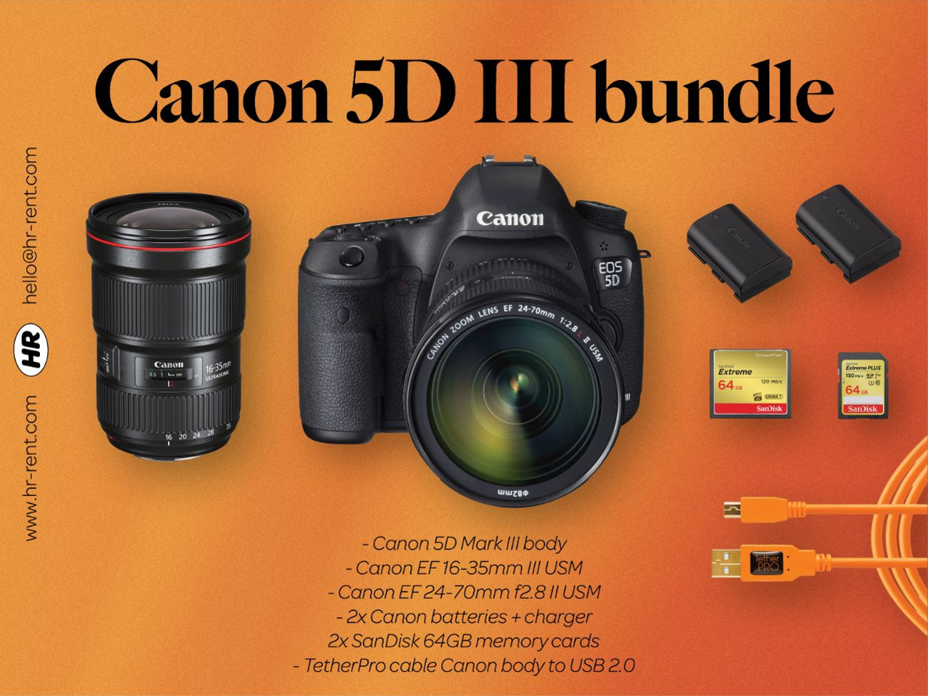 Canon 5d mark iii + ef 16-35mm f2.8 iii + ef 24-70mm f2.8 ii (canon 16-35 + 24-70)