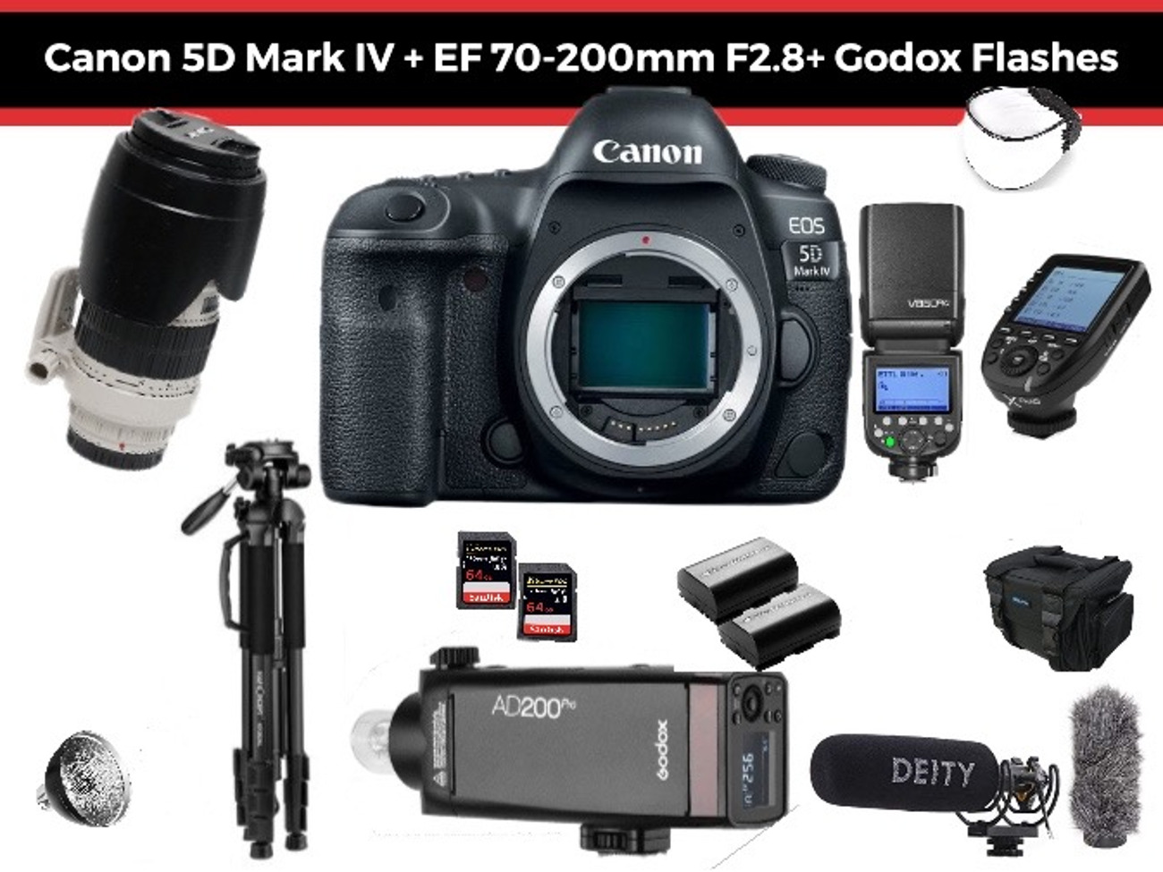 Canon 5d mark iv + 70-200mm f2.8 + godox flash