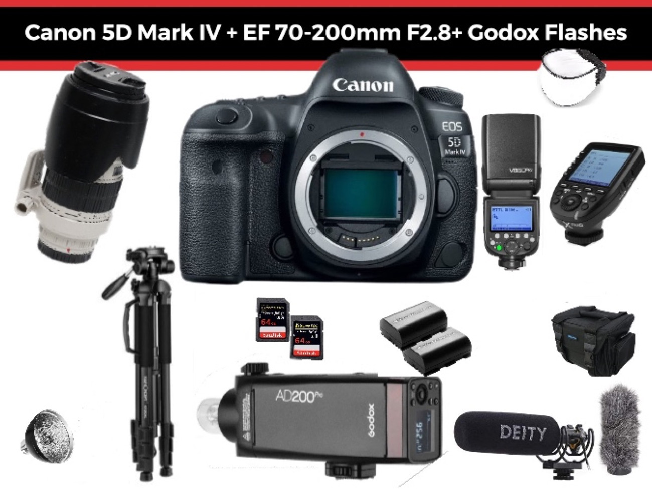 Canon 5d mark iv + ef 70-200mm f2.8 + godox flashes