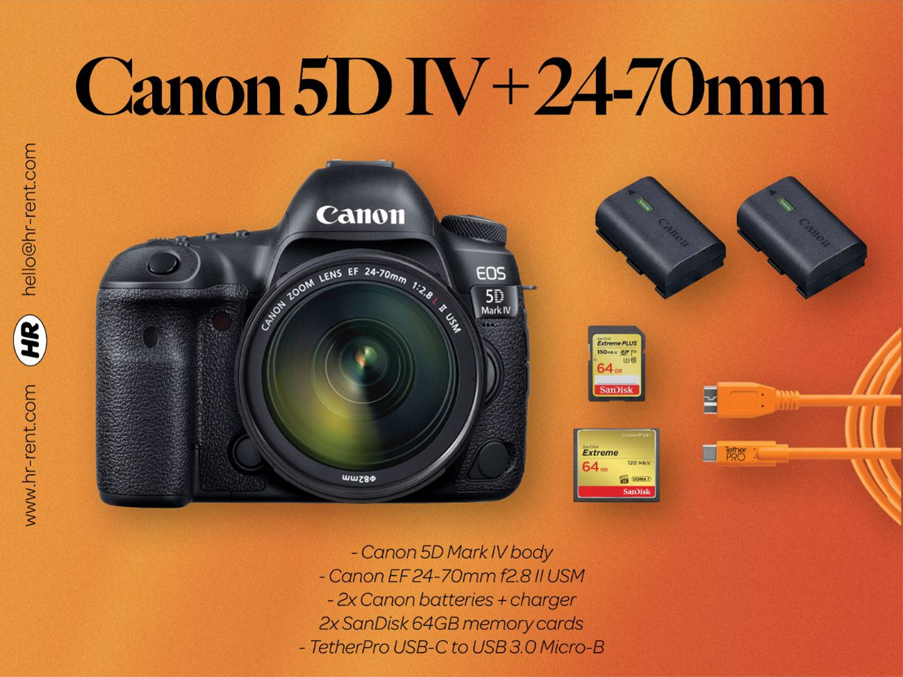 Canon 5d mark iv body + ef 24-70mm f2.8 ii lens (canon 5d iv 24-70)