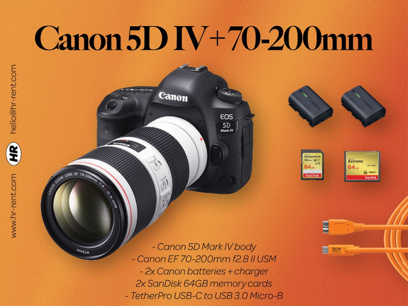 Canon 5d mark iv body + ef 70-200 f2.8 ii lens (canon 70-200)