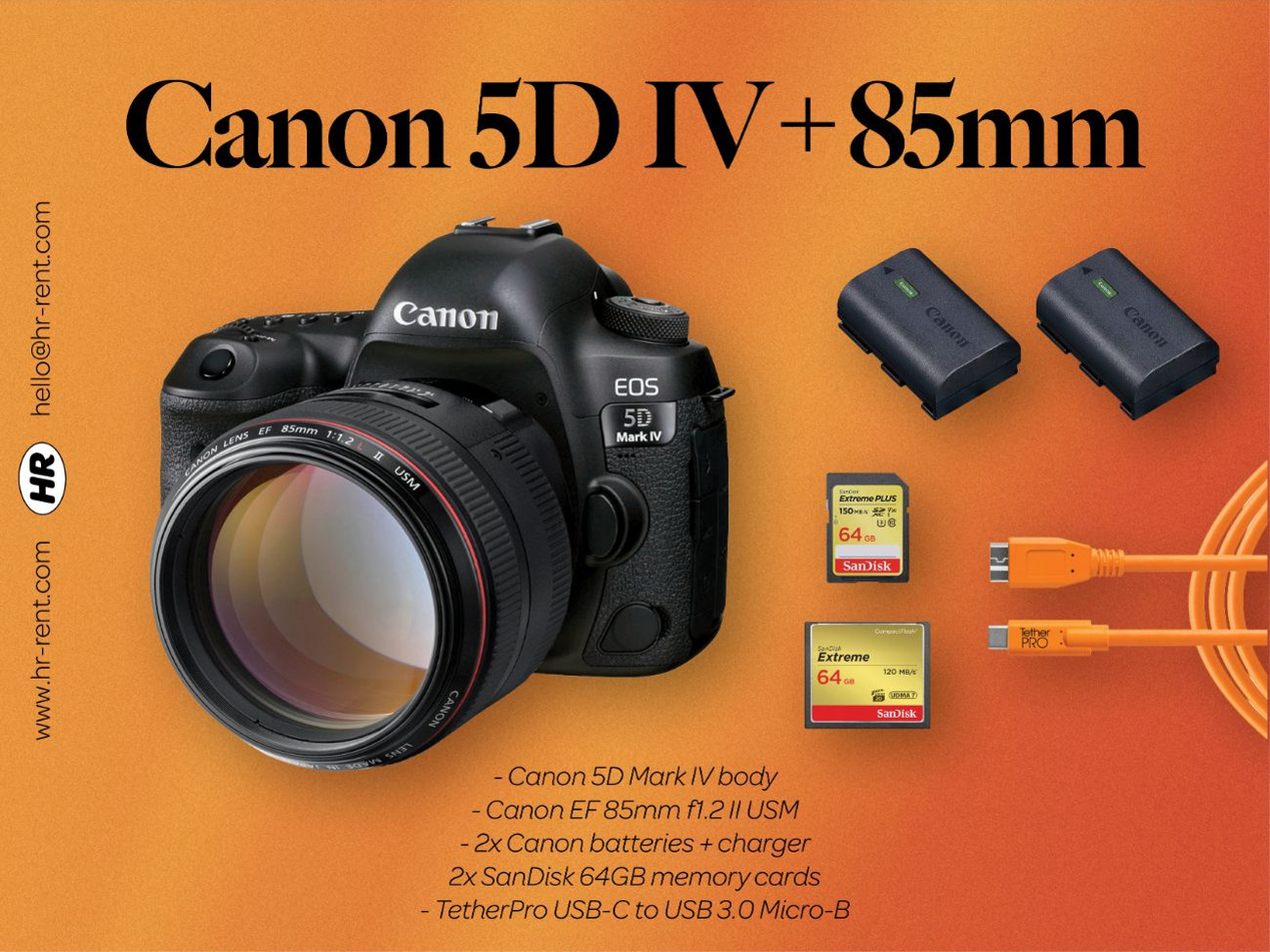 Canon 5d mark iv body + ef 85mm f1.2 ii lens (canon 5d iv 85 1.2)