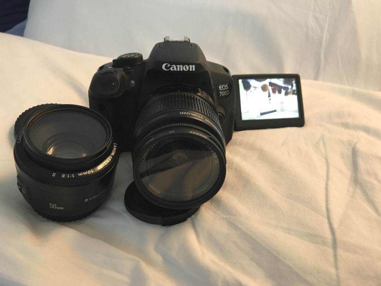 Canon 700d with 18-55mm is and 50mm 1.8 lens