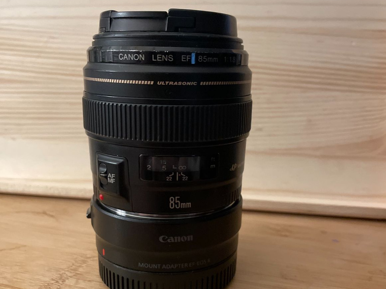 Canon 85mm f1.8 lens with canon ef-eos r mount adaptor