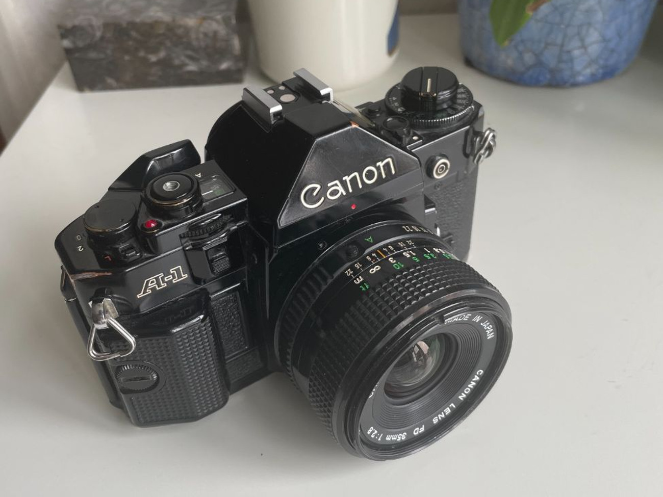 Canon a1 slr camera with 35mm f/2.8 canon lens