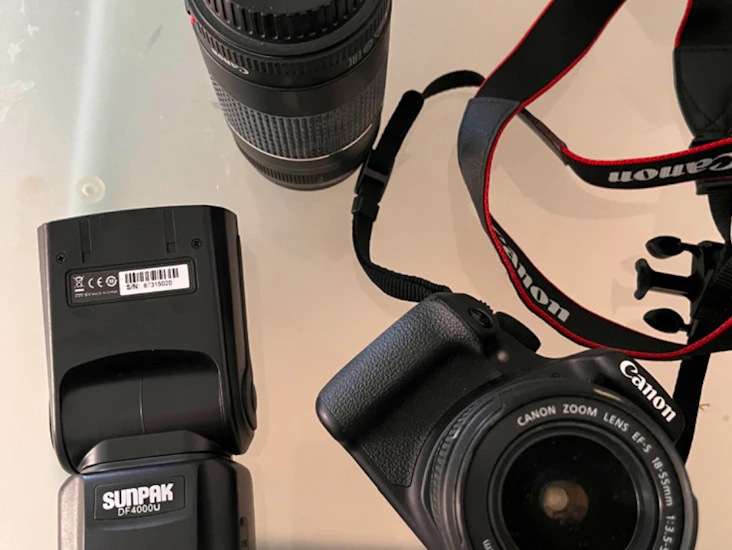 Canon camera with equipment