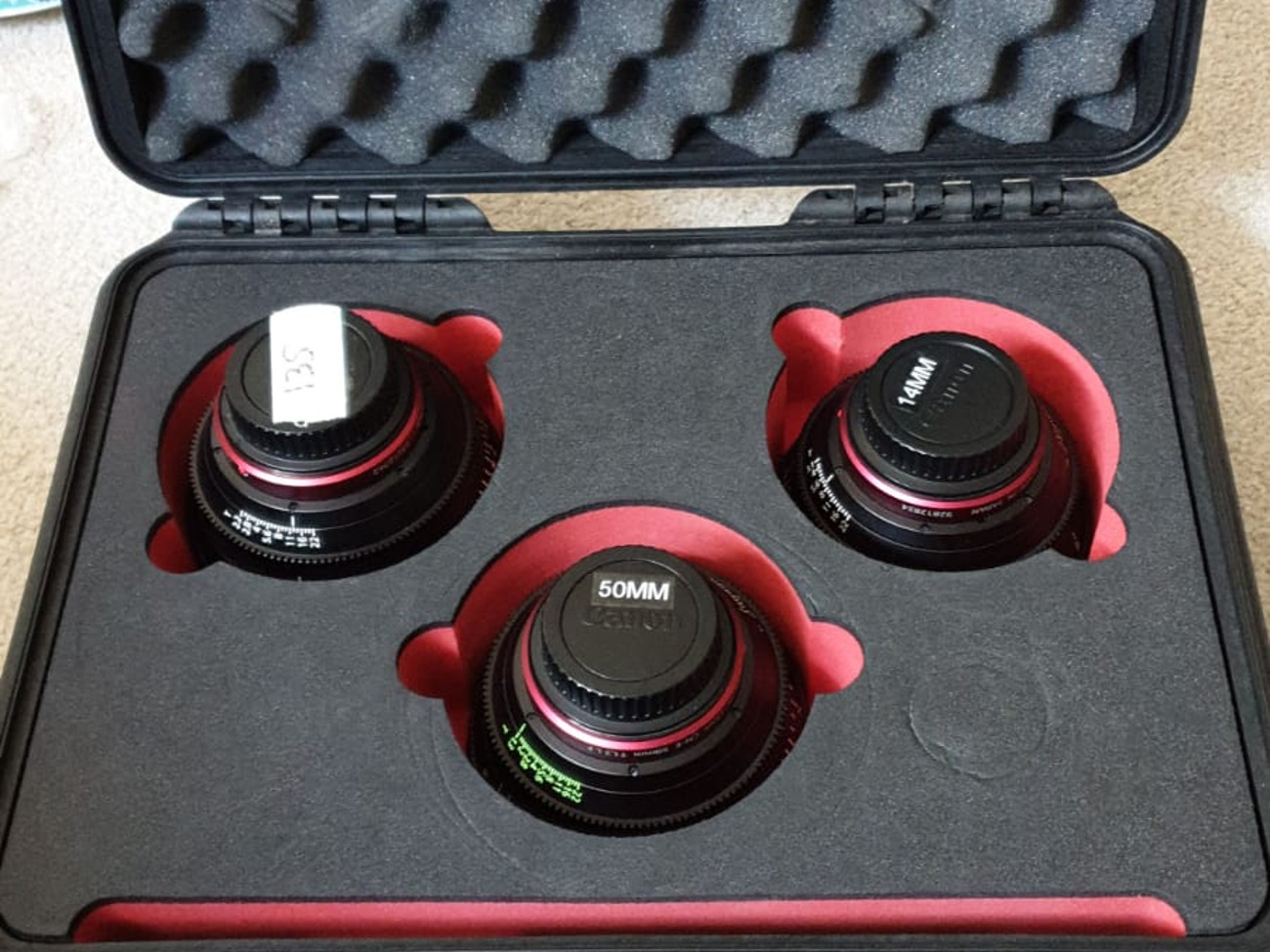 Canon cn-e cine prime ef set of 3 14mm, 50mm 135mm