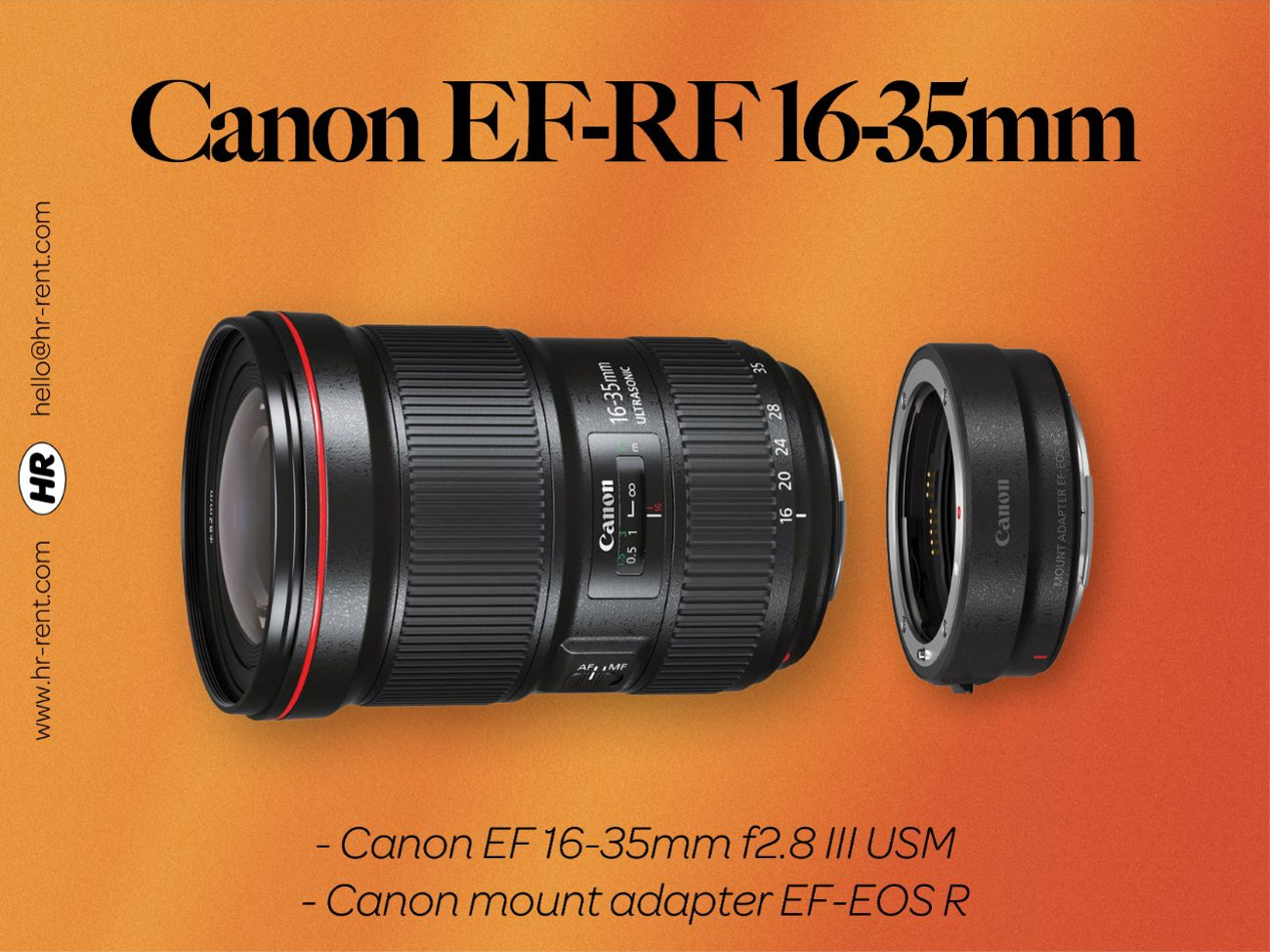 Canon ef 16-35mm f2.8 usm iii + ef-rf adapter (canon 16-35 lens)