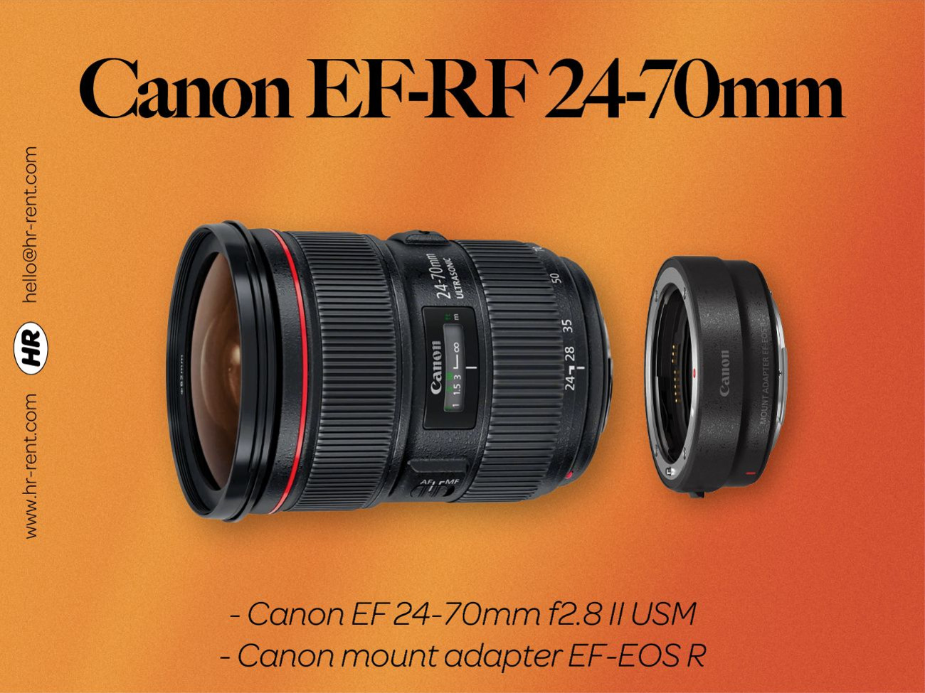 Canon ef 24-70mm f2.8 usm ii + ef-rf adapter (canon 24-70mm lens)