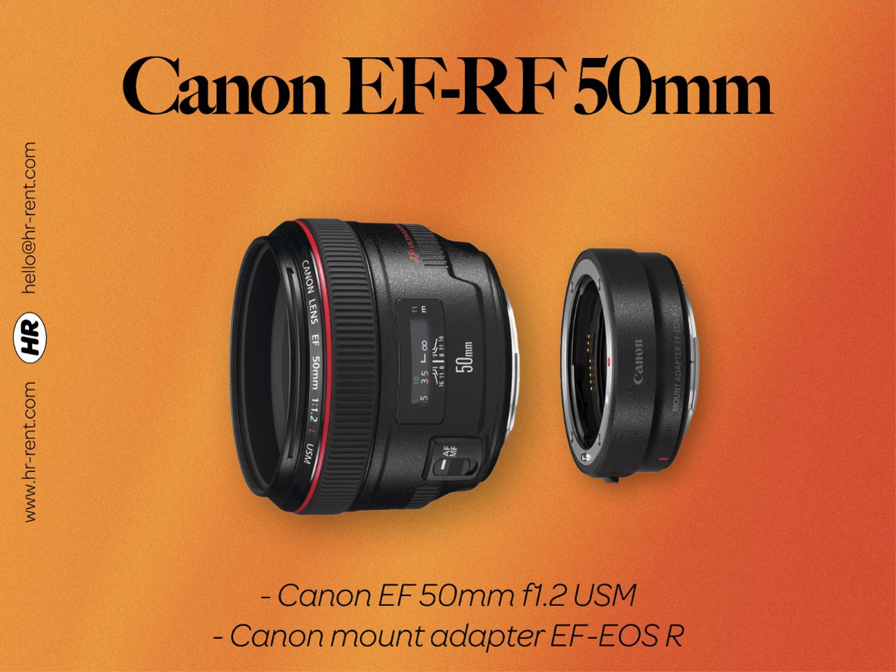 Canon ef 50mm f1.2 usm + ef-rf adapter (canon 50mm 1.2 lens)