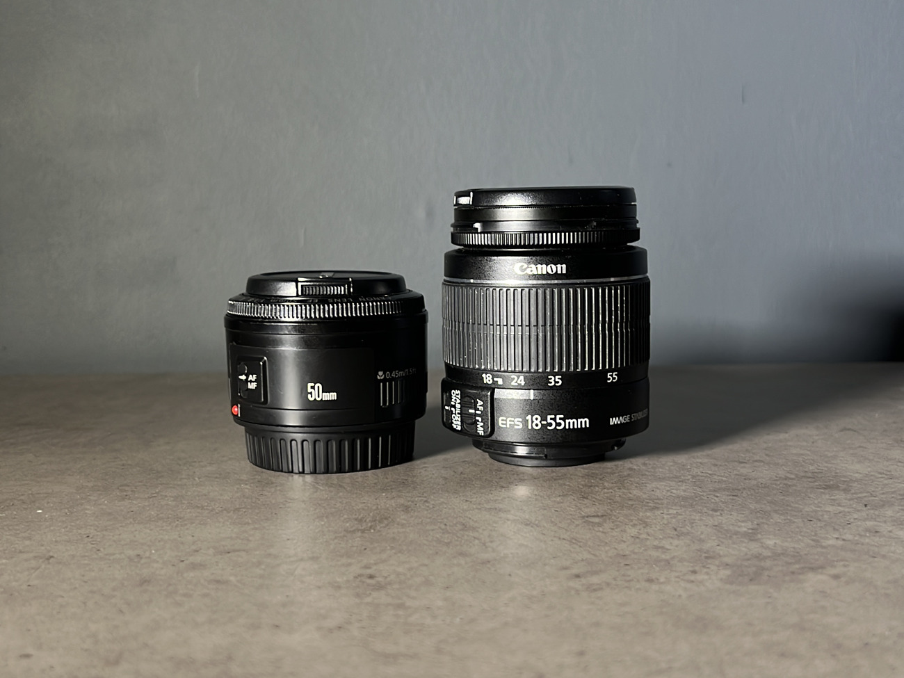 Canon efs 18mm-15mm lens & canon ef 50mm f1.8 stm lens