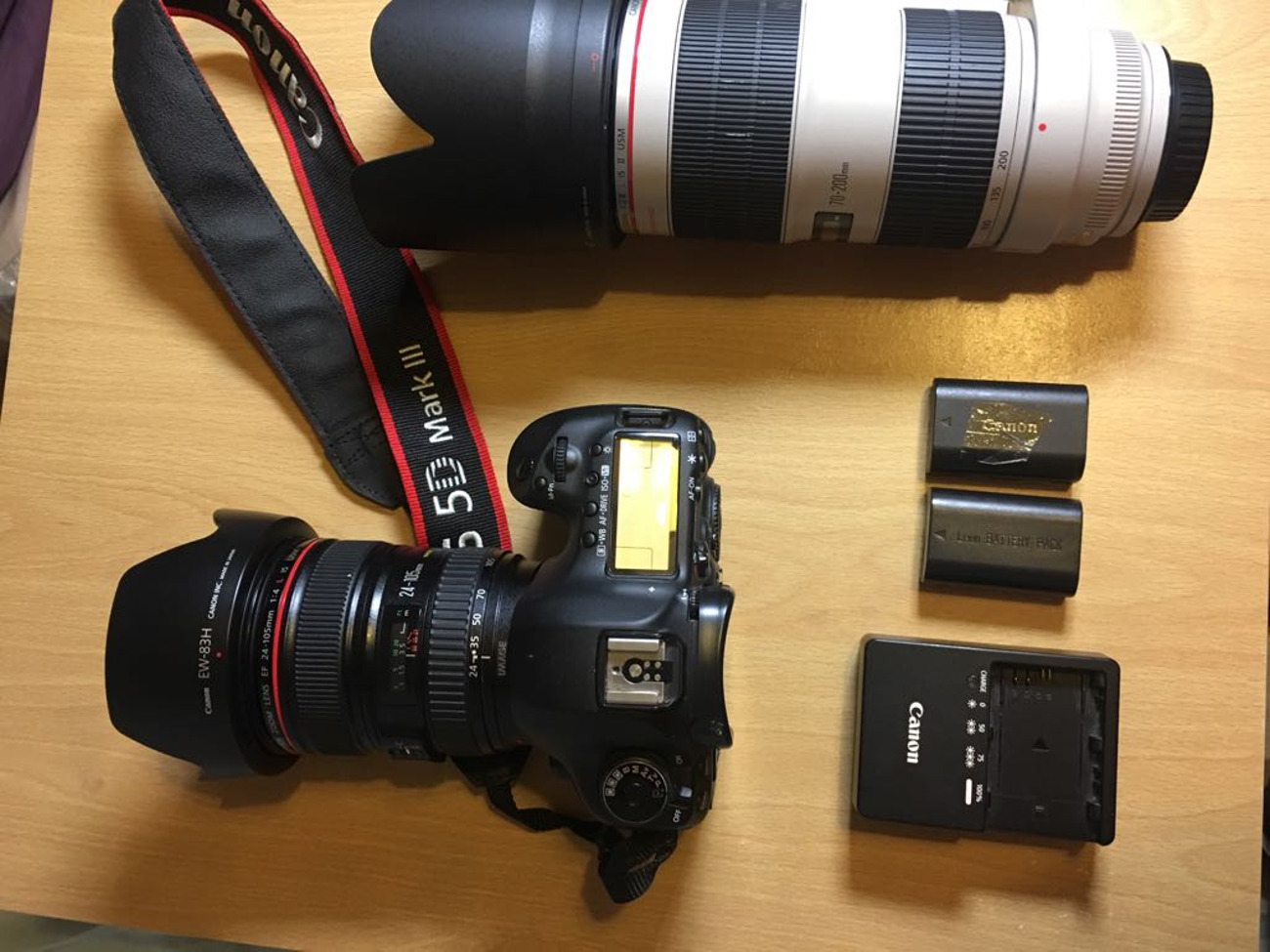 Canon eos 5d mark iii+24-105mm f4 lens+70-200mm f2.8 lens