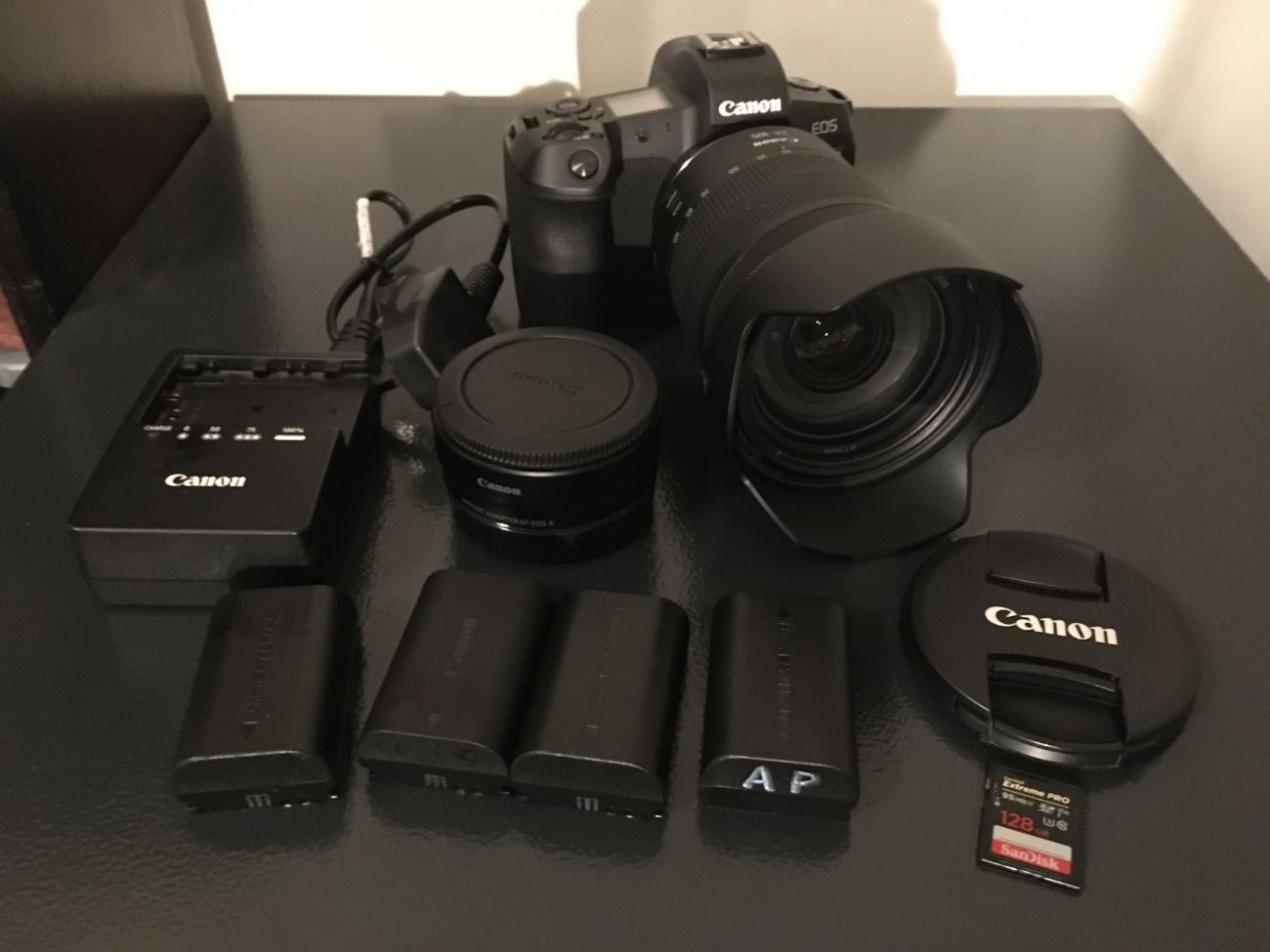 Canon eos r + canon rf 24-105 + ef adapter and variable nd filter