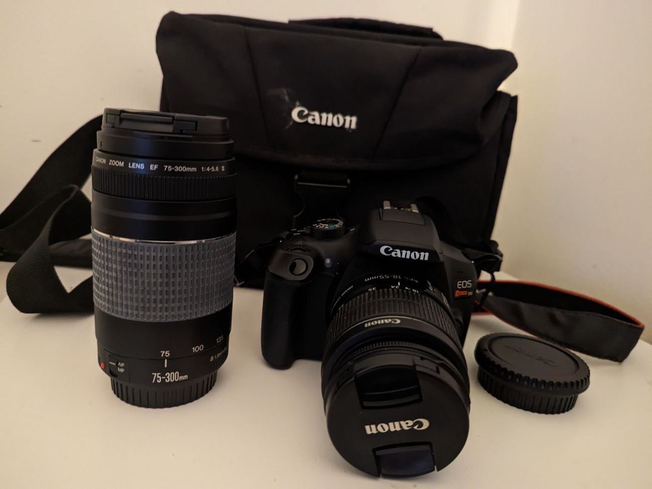 Canon eos rebel t6 camera with 18-55mm and 75-300mm lenses