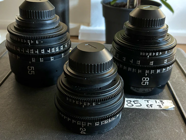 Canon fd rehoused gl optics (24, 55, 85 mm) 3 lens set, pl
