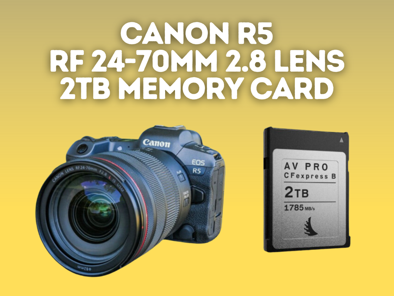 Canon r5 + rf 24-70mm f2.8 l is usm lens + 2tb memory card
