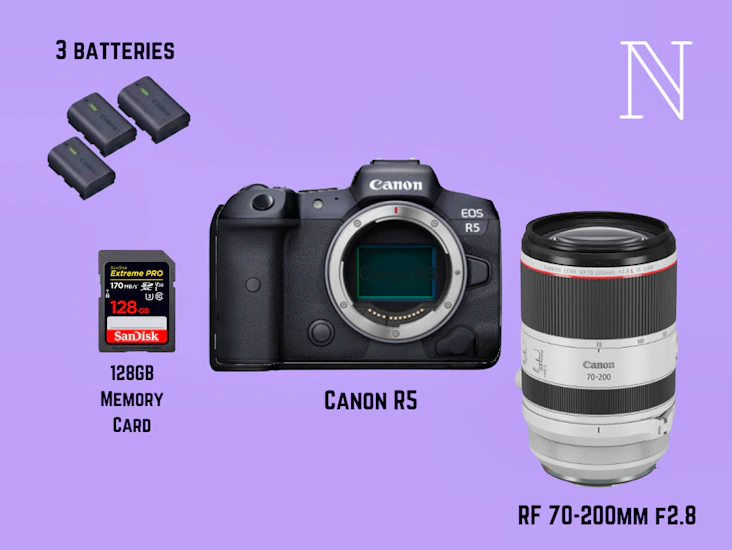 Canon r5 + rf 70-200mm f2.8 + 128gb