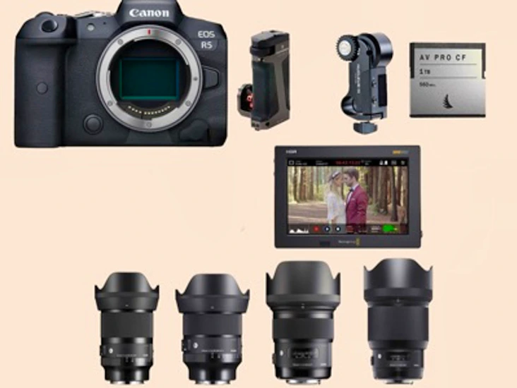 Canon r5 + sigma 4 lens set / handheld kit
