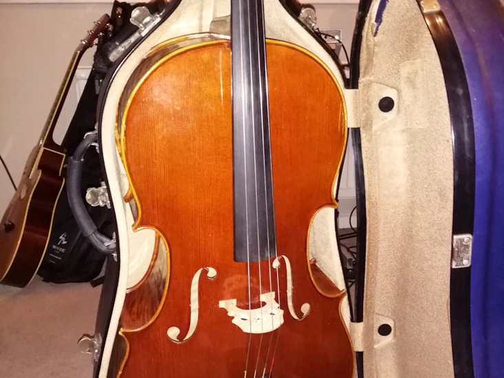 Cello, cello case, cello bow