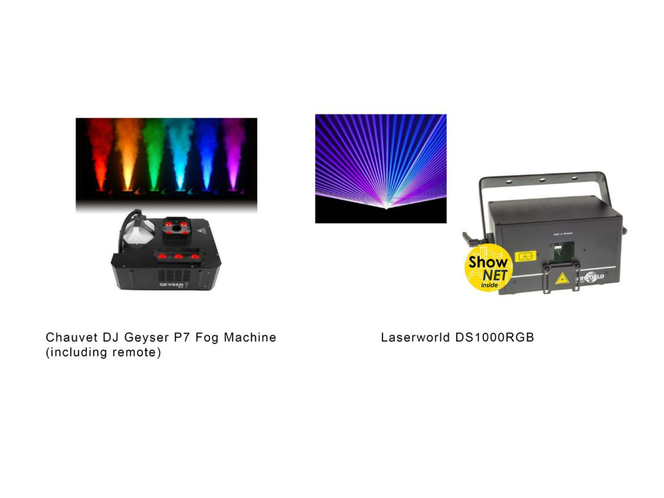 Chauvet geyser p7 smoke machine with remote and laser