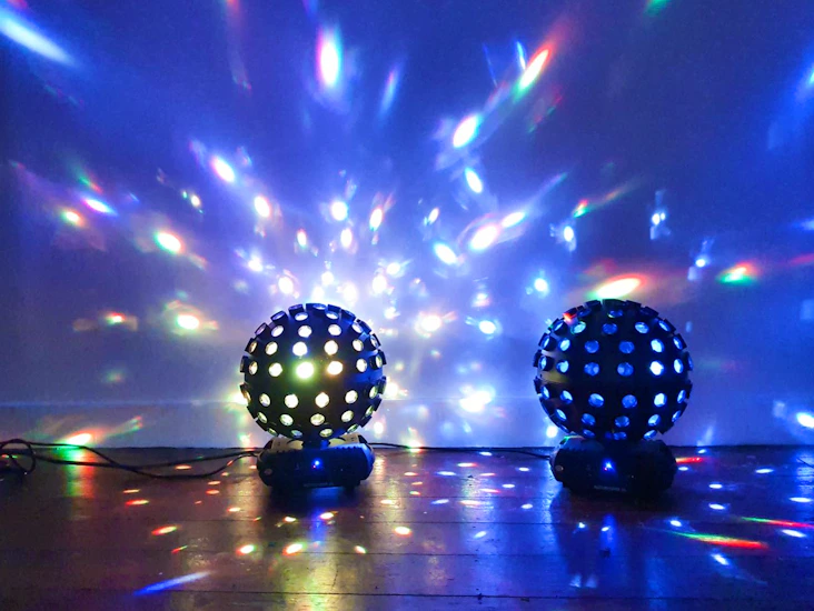 2x chauvet rotosphere q3 mirrorball effect led disco lights