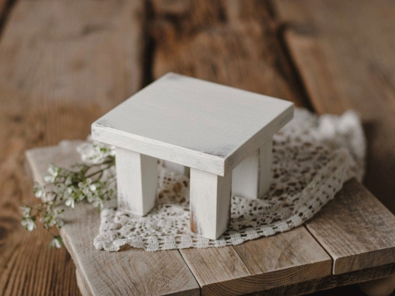 Newborn tiny bedside table prop (white)