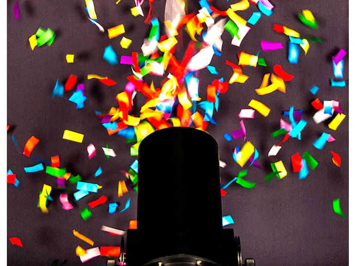 Confetti blower + 2 disco balls + 2 peace inflatables