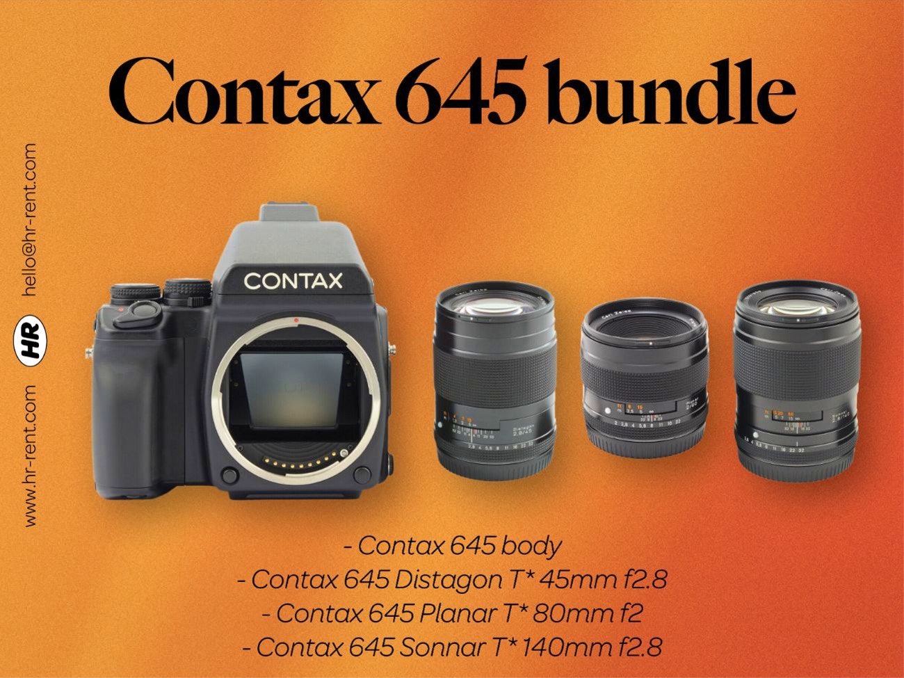 80mm F2 Contax 645 Rental Contax 645 IQ180 Kit CCD Cine 16