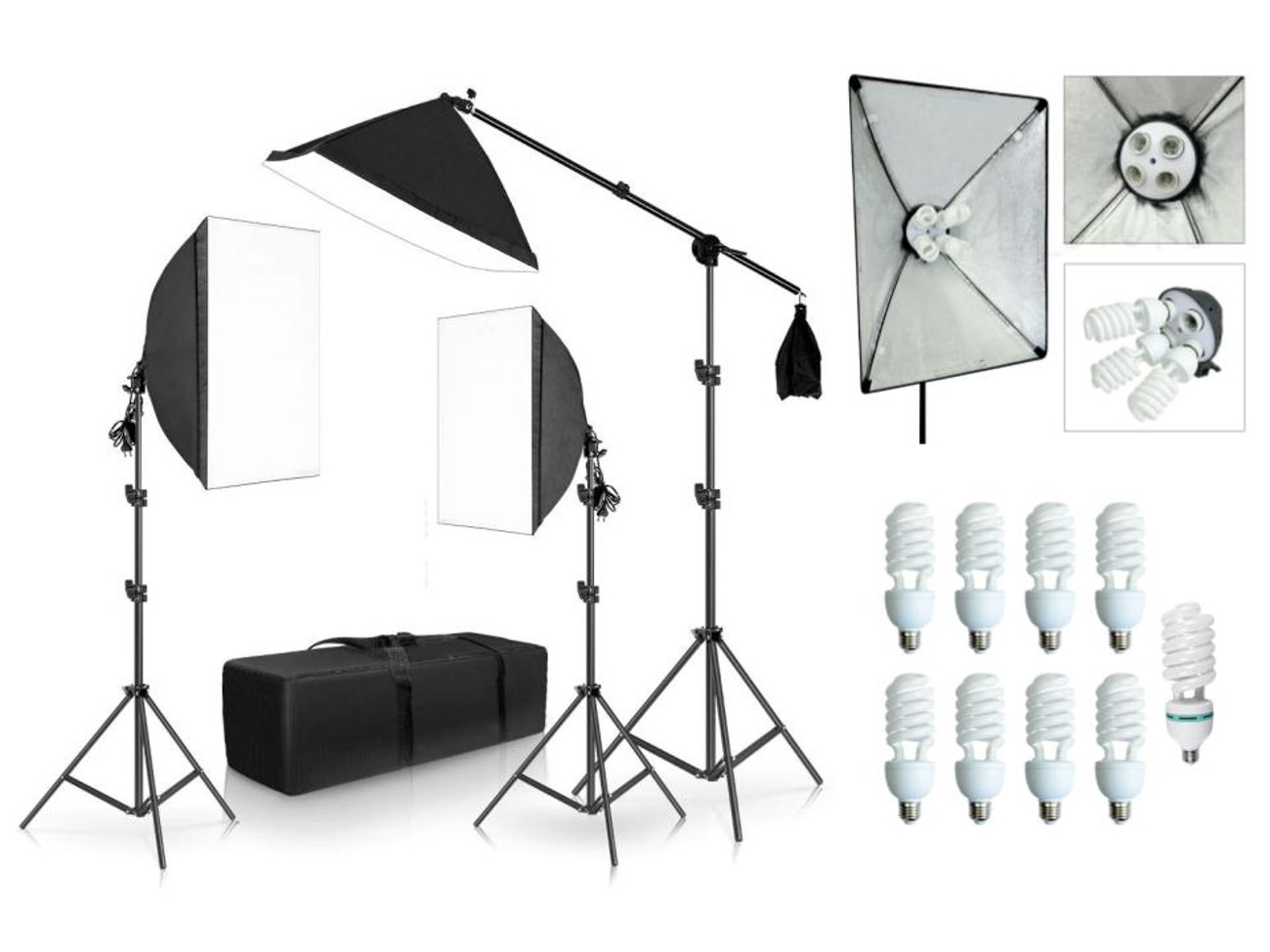 Photography lighting kit video softbox super bright 9 bulbs continuous lighting 