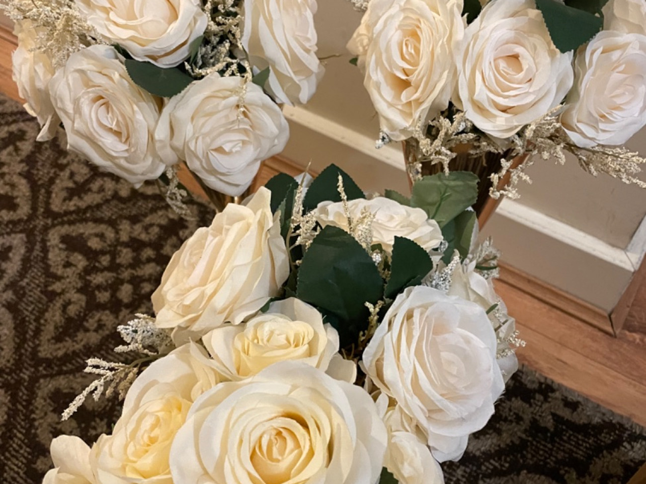 Creamy/ white fake flower ball arrangement bouquet