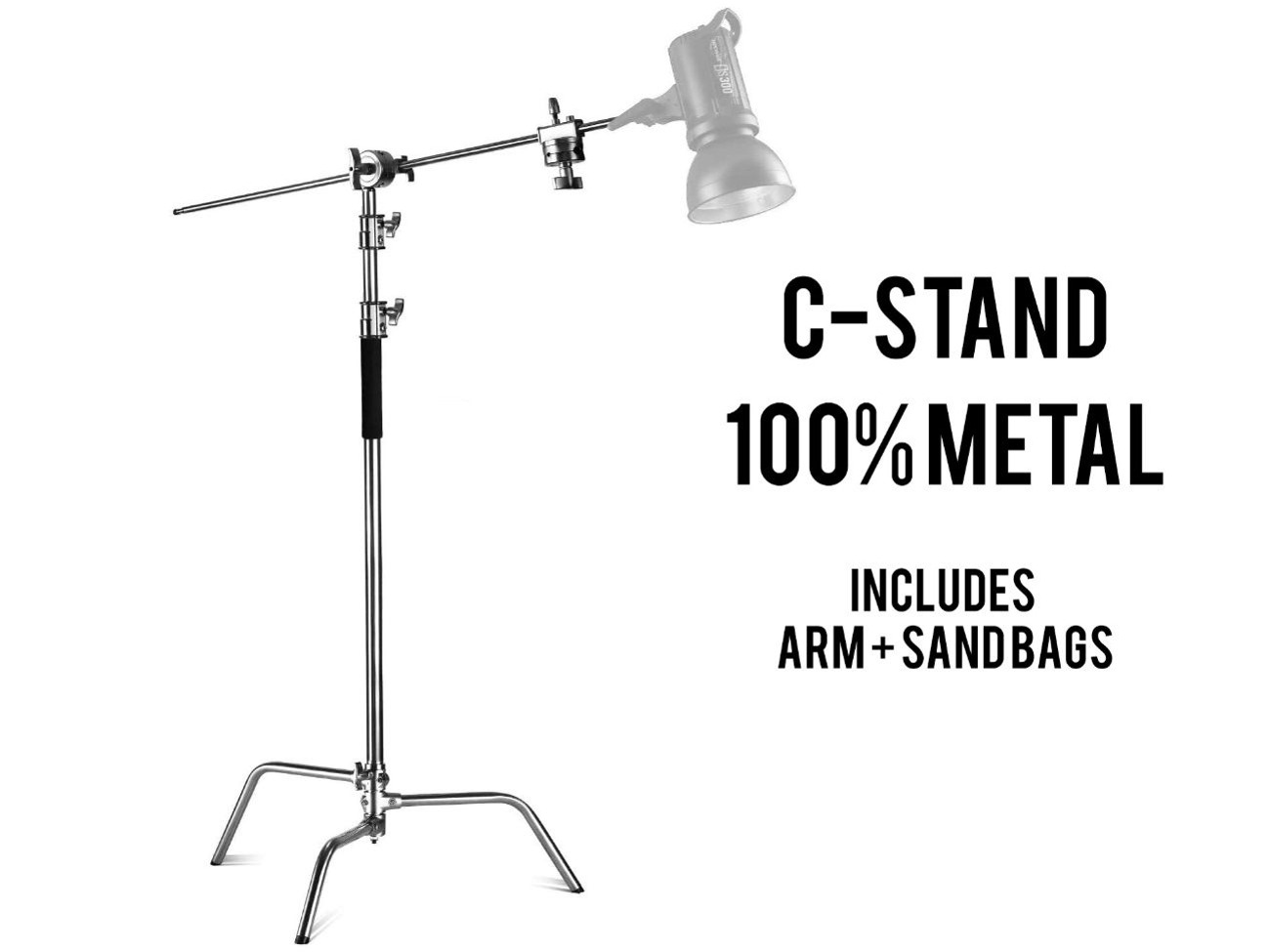 C-stand - full metal - neewer pro w/ arm + sandbags 