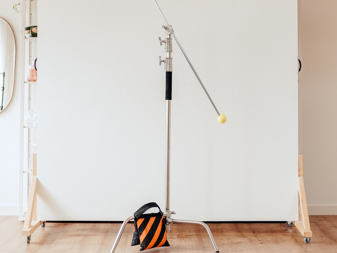 C-stand with boom arm, sand bag and tennis ball kit